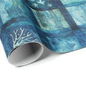 Blue Sea Ocean Beach Geschenkpapier (Rolleneckpunkt)