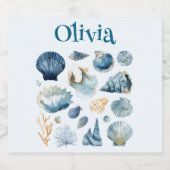 Blue Sea Shells Liquor Label | Custom Name Alkoholflaschenetikett (Einzelnes Label)