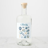Blue Sea Shells Liquor Label | Custom Name Alkoholflaschenetikett (Vorderseite)