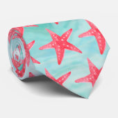 Blue Sea Star Fish Muster Neck Tie Krawatte (Gerollt)