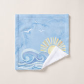 Blue Sea Sun Waves Badetuch Badhandtuch Set (Waschlappen)