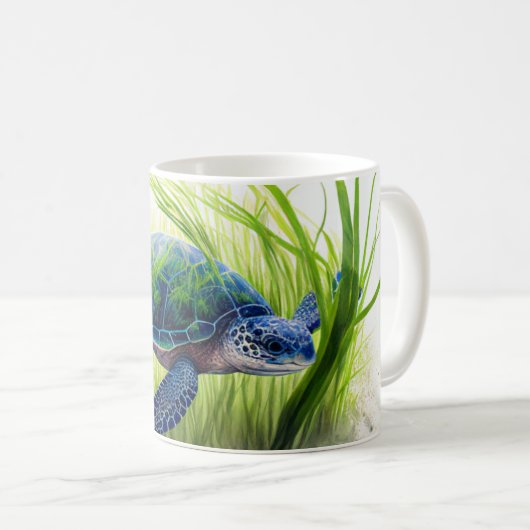 Blue Sea Turtle Art Kaffeetasse (VorderseiteRechts)