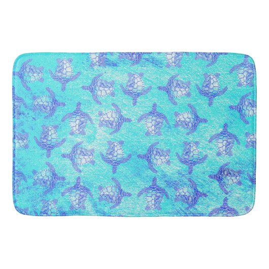 Blue Sea Turtle Print Badematte (Vorderseite)