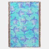 Blue Sea Turtle Print Decke (Vorderseite Vertikal)