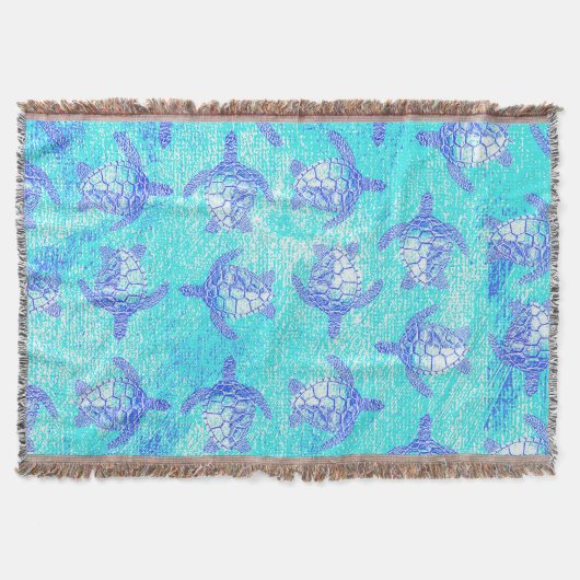 Blue Sea Turtle Print Decke (Vorderseite)