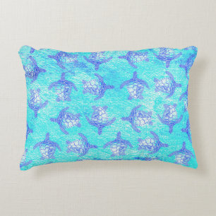 Blue Sea Turtle Print Dekokissen