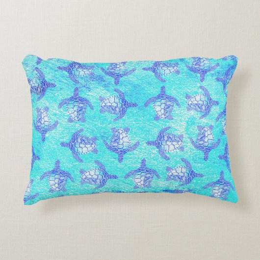 Blue Sea Turtle Print Dekokissen (Vorderseite)