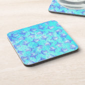 Blue Sea Turtle Print Getränkeuntersetzer (Linke Seite)