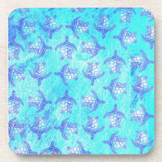 Blue Sea Turtle Print Getränkeuntersetzer (Vorderseite)