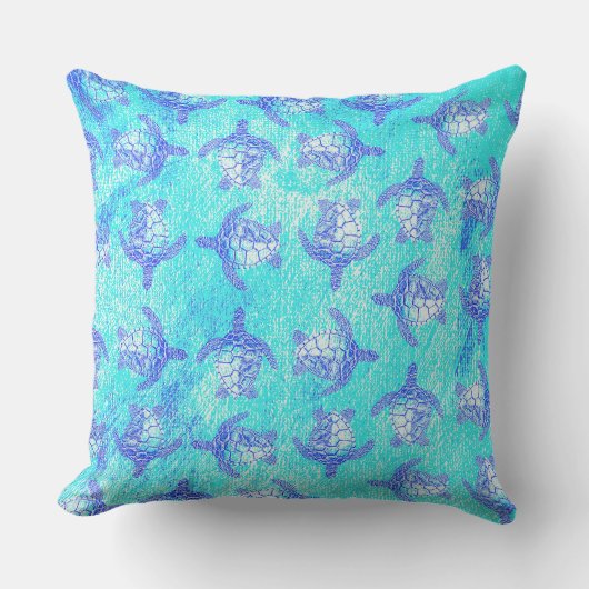 Blue Sea Turtle Print Kissen (Vorderseite)