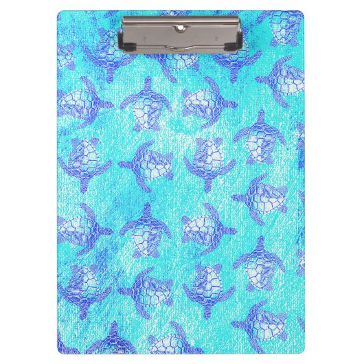 Blue Sea Turtle Print Klemmbrett (Vorderseite)