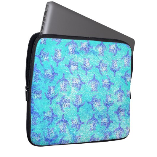 Blue Sea Turtle Print Laptopschutzhülle (Vorne Rechts)
