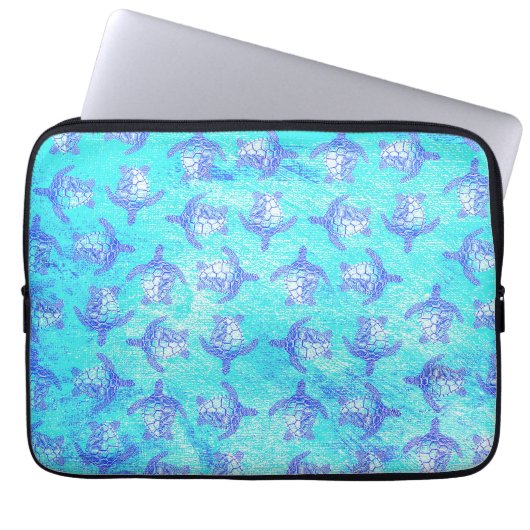 Blue Sea Turtle Print Laptopschutzhülle (Vorderseite)