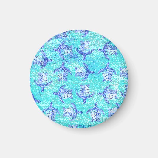 Blue Sea Turtle Print Magnet (Vorne)