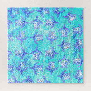 Blue Sea Turtle Print Puzzle