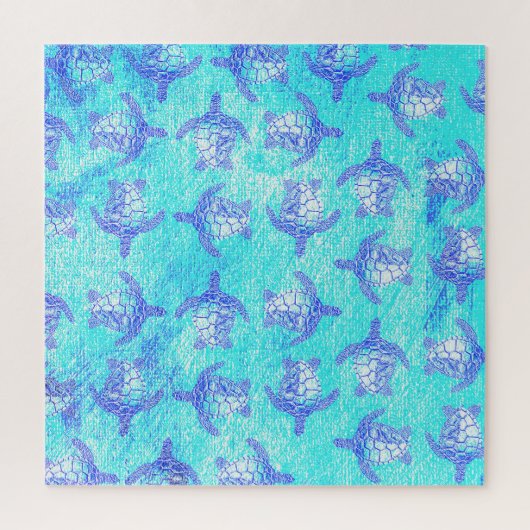 Blue Sea Turtle Print Puzzle (Vertikal)