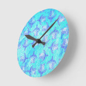 Blue Sea Turtle Print Runde Wanduhr (Winkel)