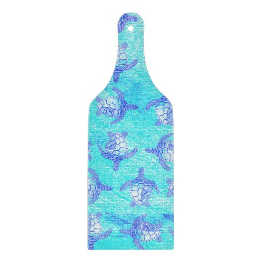 Blue Sea Turtle Print Schneidebrett (Vorderseite)