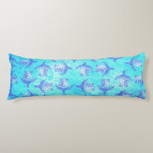 Blue Sea Turtle Print Seitenschläferkissen (Vorderseite)