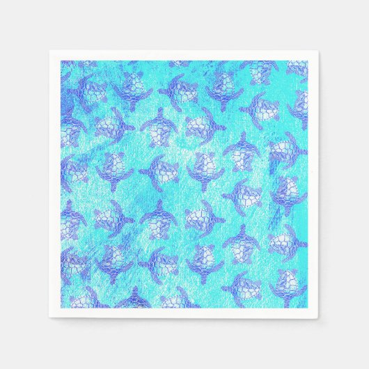 Blue Sea Turtle Print Serviette (Vorderseite)