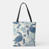 Blue Sea Turtle Reef Art Tasche (Rückseite)
