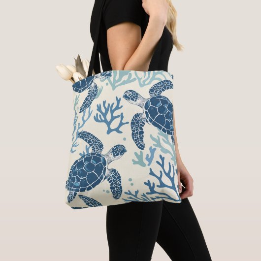 Blue Sea Turtle Reef Art Tasche (Von Nahem)