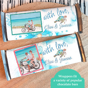 Blue Sea Turtle Wedding Candy Bar Wrapper Flyer