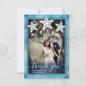 Blue Sea Watercolor Wedding Danke Card (Vorderseite)