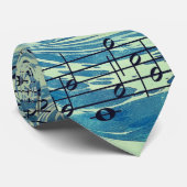 Blue Sea Wave And Music Notes Krawatte (Gerollt)