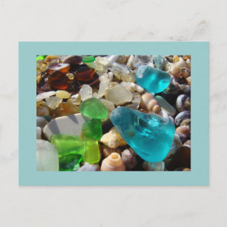 Blue Seaglass Postkarten Green Sea Glass Agates