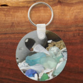 Blue Seaglass Schlüsselanhänger Custom Beach Coast (Vorderseite)