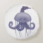 BLUE SEAHORSE JELLYFISH  RUNDES KISSEN (Rückseite)