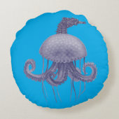 BLUE SEAHORSE JELLYFISH  RUNDES KISSEN (Rückseite)