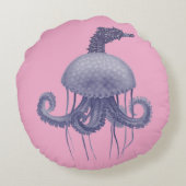 BLUE SEAHORSE JELLYFISH  RUNDES KISSEN (Rückseite)