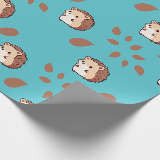 Blue Seamless Igel Wrapping Paper: Cosy Fall Geschenkpapier (Ecke)