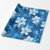 Blue Seamless Paper Christmas Blumenmuster Geschenkpapier (Ungerollt)