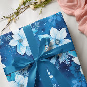 Blue Seamless Paper Christmas Blumenmuster Geschenkpapier