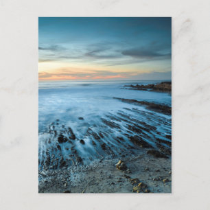 Blue seascape at sunset, California Postkarte
