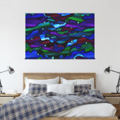 Blue Seascape Bio Hartglas Abstrakt Leinwanddruck (Insitu (Schlafzimmer))