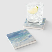 Blue Seascape by Renoir Steinuntersetzer (Seitenansicht)