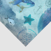 Blue Seascape mit Walen Seidenpapier (Ausschnitt)