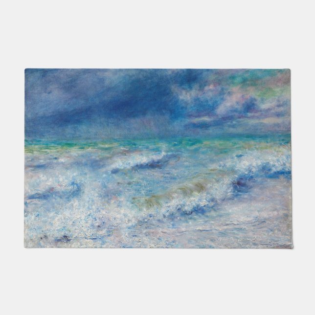 Blue Seascape von Renoir Impressionist Malerei Fußmatte (Vorderseite)