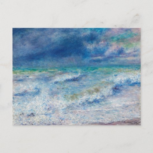 Blue Seascape von Renoir Impressionist Malerei Postkarte (Vorderseite)