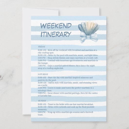 Blue Seashell Bachelorette Einladung (Rückseite)