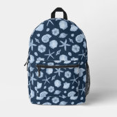 Blue Seashell Backpack Bedruckter Rucksack (Vorderseite)