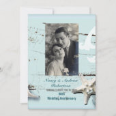 Blue Seashell Beach 50 Jahre Hochzeit Einladung (Vorderseite)