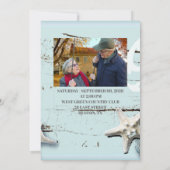 Blue Seashell Beach 50 Jahre Hochzeit Einladung (Rückseite)