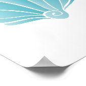 Blue Seashell Beach Art Print Poster (Ecke)