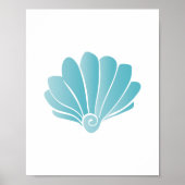 Blue Seashell Beach Art Print Poster (Vorne)