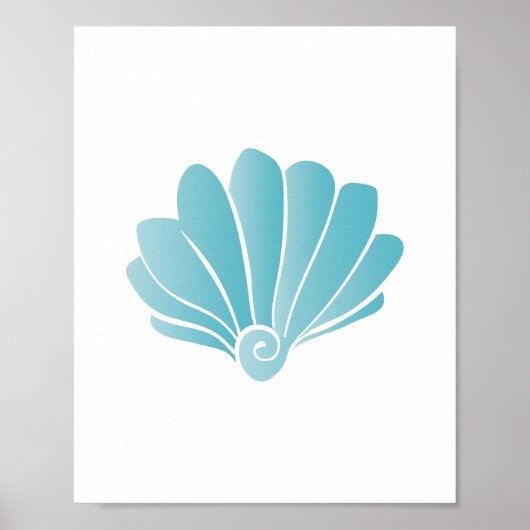 Blue Seashell Beach Art Print Poster (Vorne)